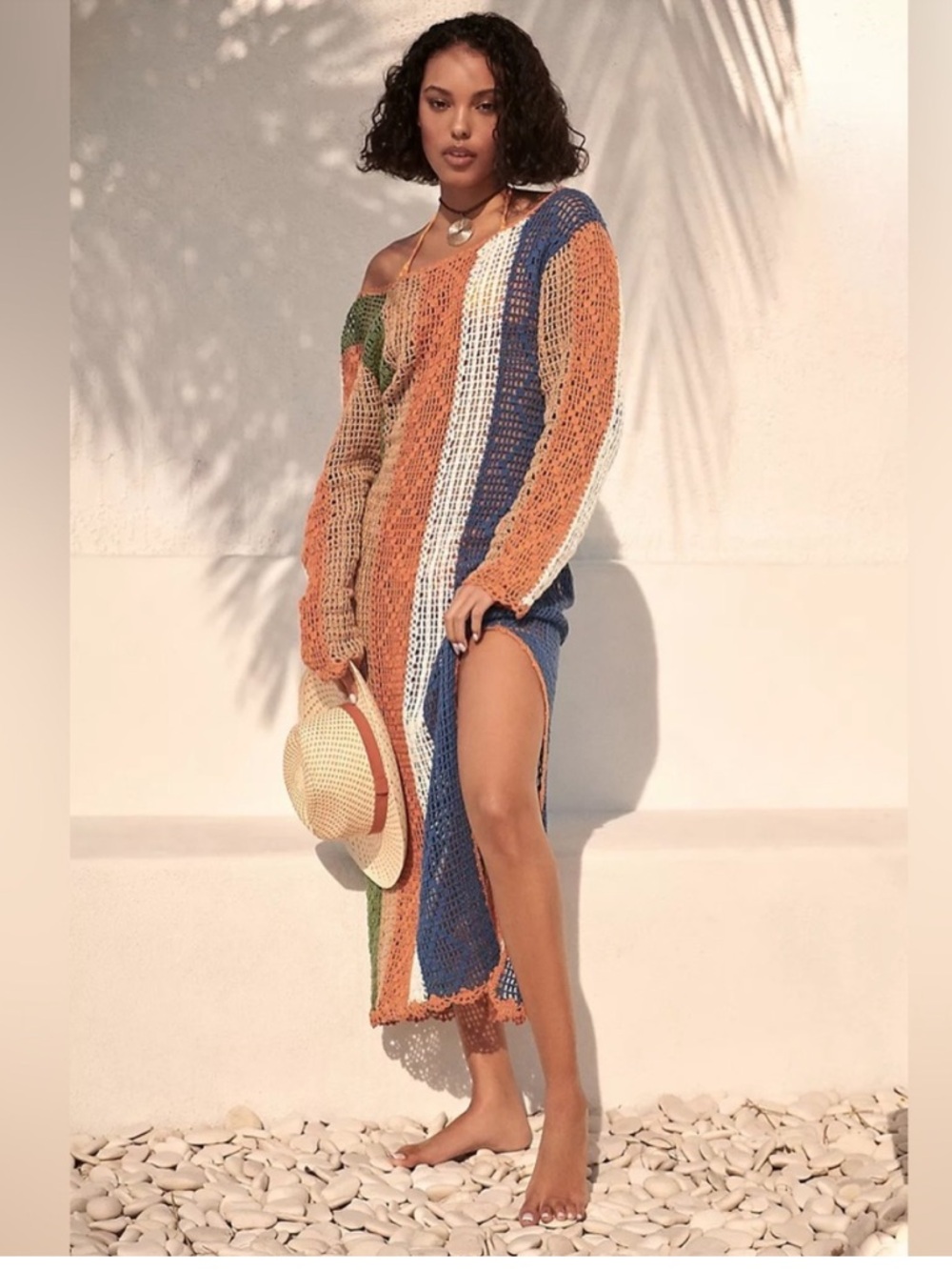 NWT Anthropologie Mahila crochet long sleeve beach cover up sz xl